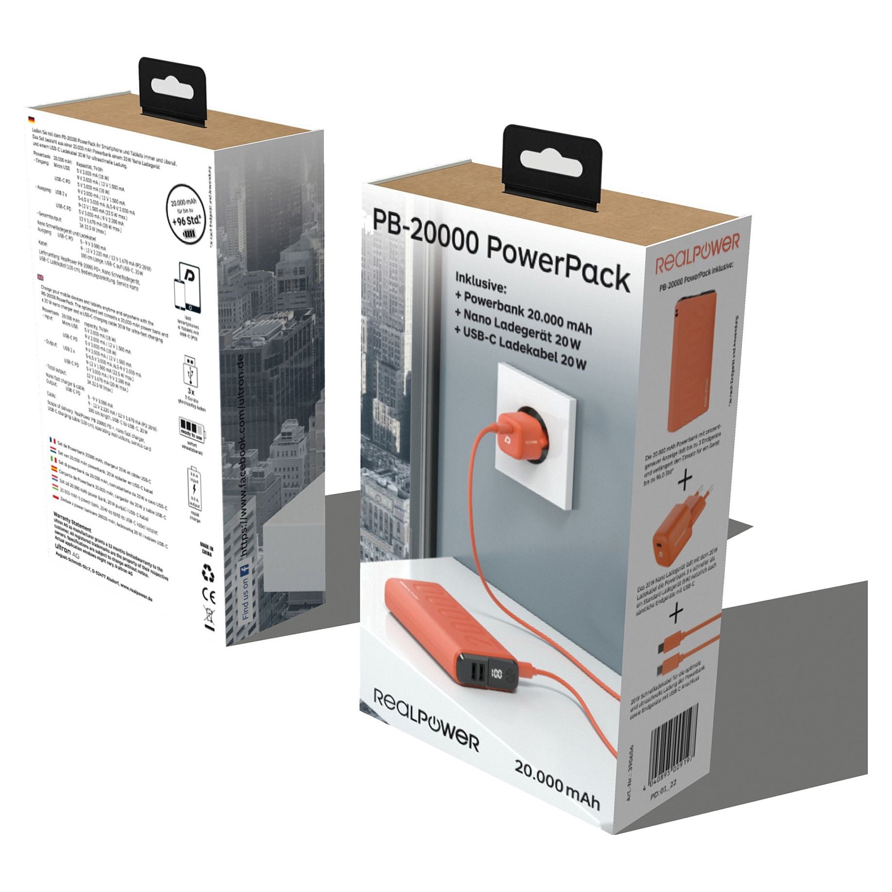 RealPower Powerbank PB-20000 Set 20.000mAh