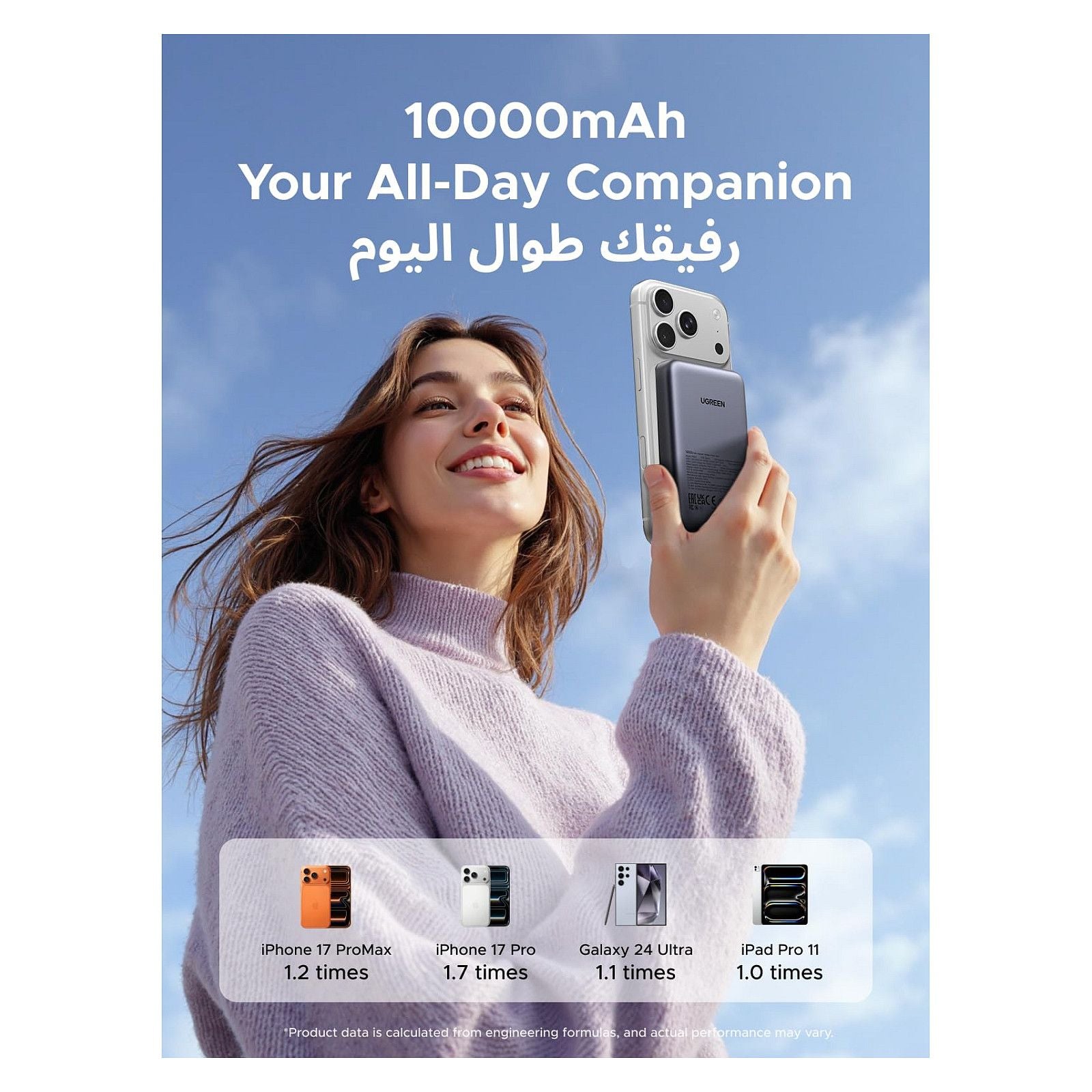 UGREEN PB561 Magnetic Wireless Power Bank 10,000mAh incl. USB-C Cable