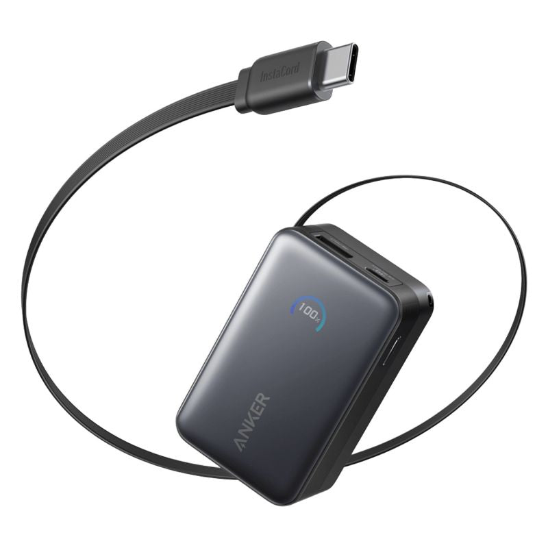 ANKER Nano Power Bank 10,000mAh 45W 1x USB-C 1x USB-A 1x USB-C cable 70cm Retractable black