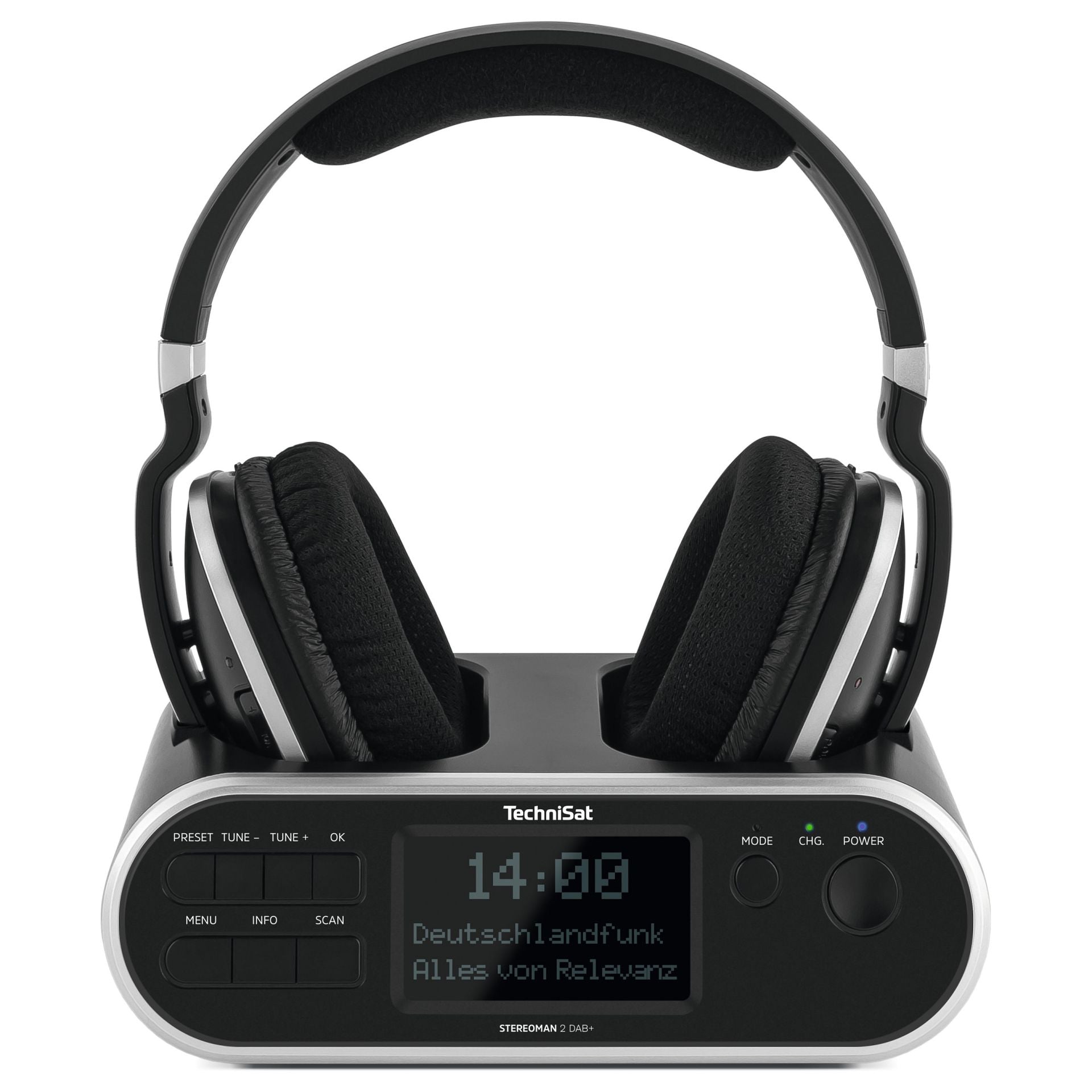 TSAT Stereoman 2 DAB+ sw Stereo Wireless Headset and Dock - Elderly