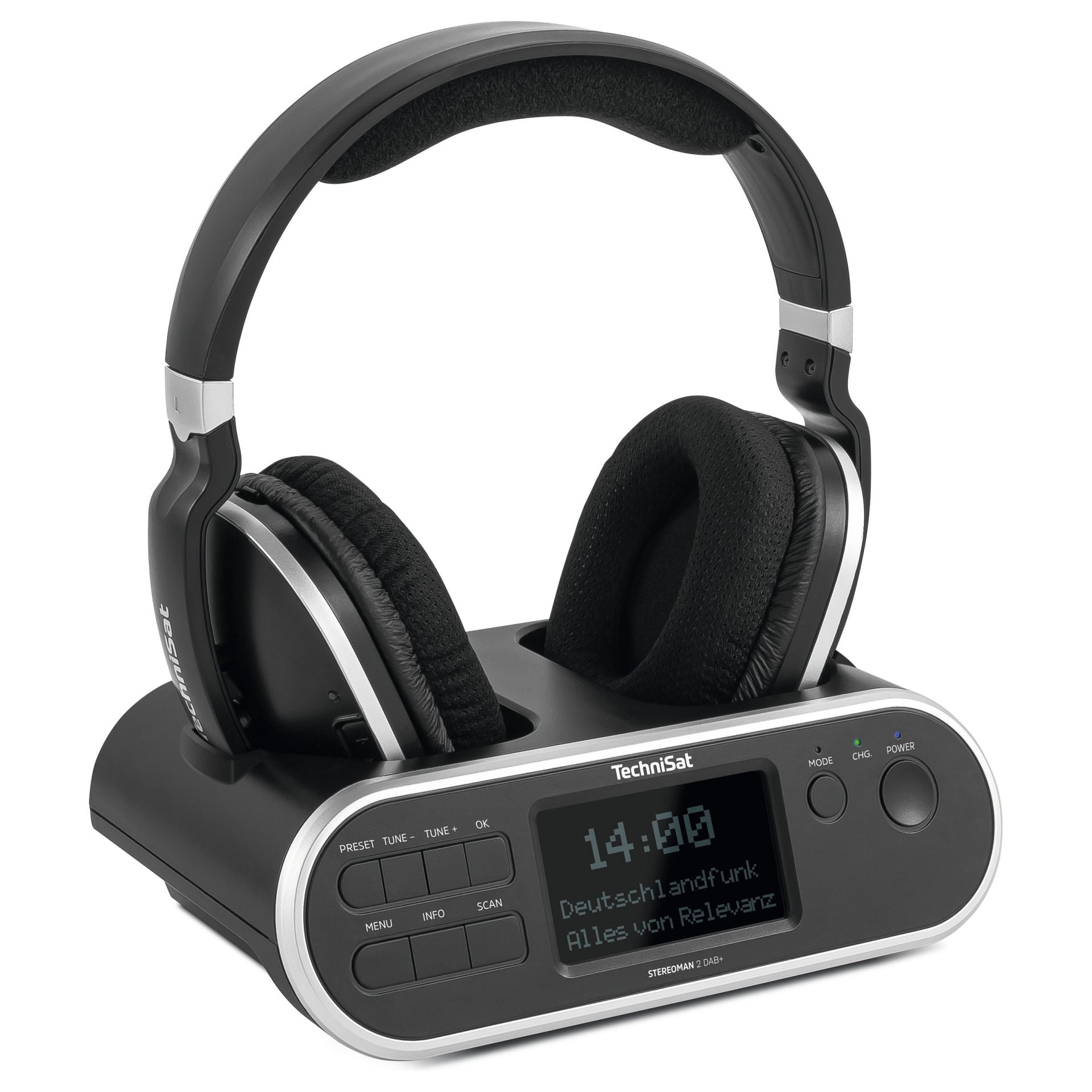 TSAT Stereoman 2 DAB+ sw Stereo Wireless Headset and Dock - Elderly
