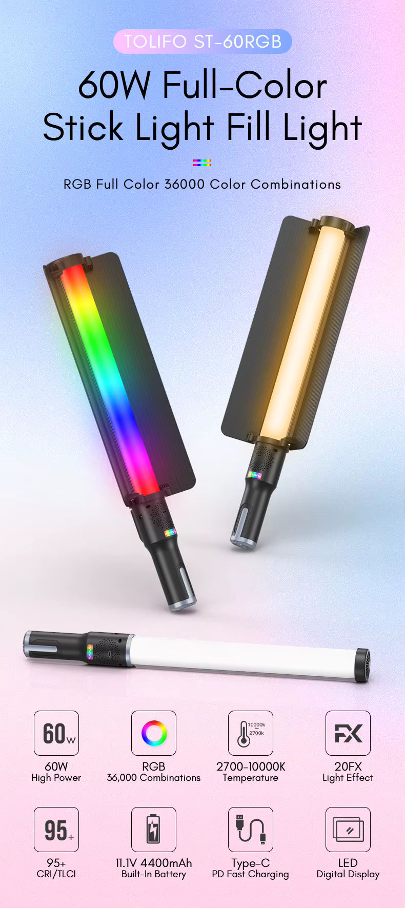 ST-60RGB LED Light Wand - enhance your photography and videography