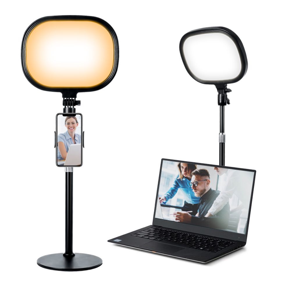 WF FL-S20D 9" Flat Fill Light With 17.3" Desktop Stand Full-Screen Soft Lighting for Video Recording, Makeup, Live Stream