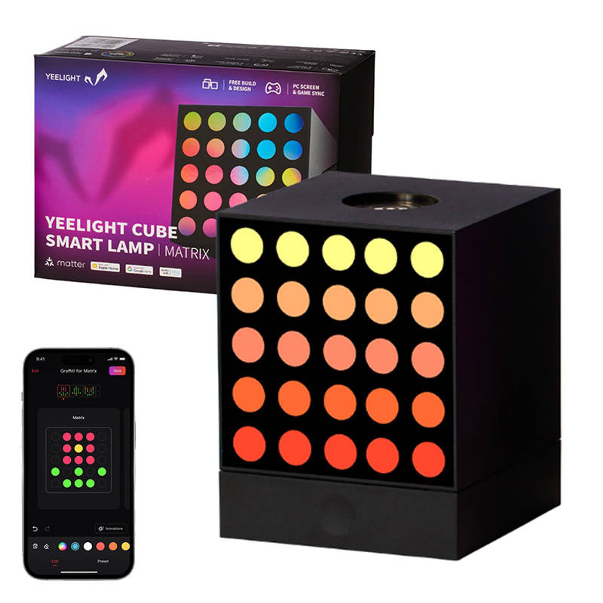 Cube Smart Lamp - Light Gaming Cube Matrix - Rooted Base